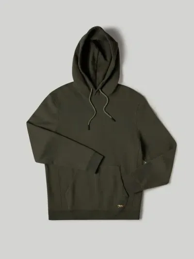 Robert Talbott Chandler French Terry Hoodie In Dark Olive