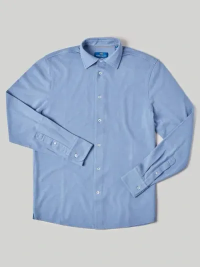 Robert Talbott Foster Long Sleeve Knit Shirt In Legacy Blue