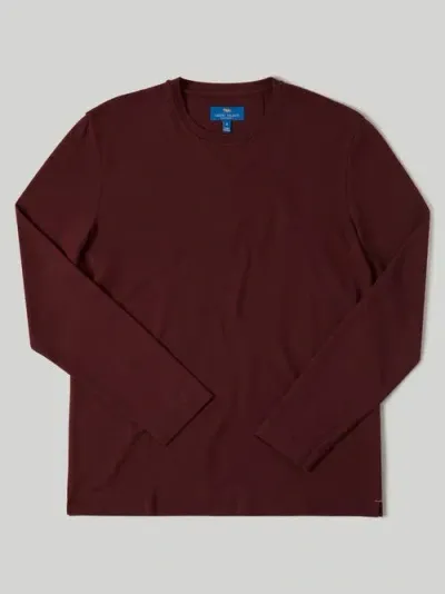 Robert Talbott Kelly Long Sleeve Cotton Crepe Tee In Burgundy