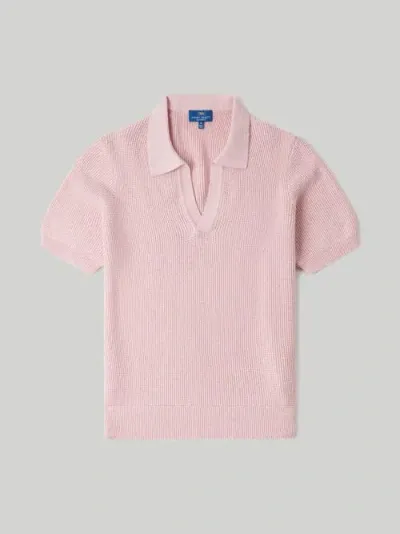 Robert Talbott Knight Short Sleeve Johnny Collar Sweater In Pink