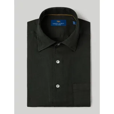 Robert Talbott Morgan Short Sleeve Linen Shirt In Dark Olive