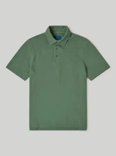 Robert Talbott Walker Short Sleeve Polo In Forest Green