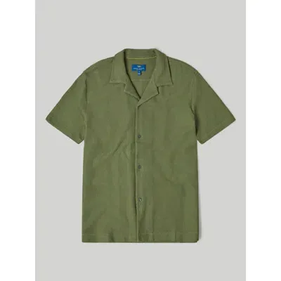 Robert Talbott Williams Waffle Knit Camp Shirt In Olive