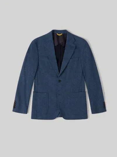 Robert Talbott Wright Double Face Knit Blazer In Light Blue/navy