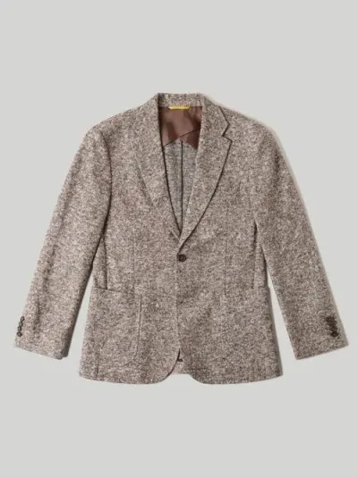 Robert Talbott Wright Wool-cotton Knit Blazer In Brown/cream