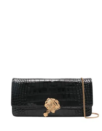 Roberto Cavalli Embossed-crocodile Leather Cross Body Bag In Black