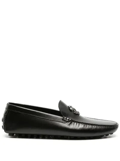 Roberto Cavalli Mirror Snake Leather Loafers In Schwarz