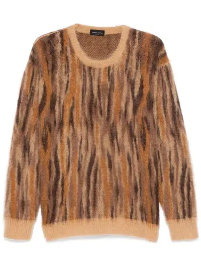 Roberto Collina Animalier-jacquard Sweater In Brown