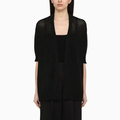 Roberto Collina Black Cardigan In Cotton Blend Knit