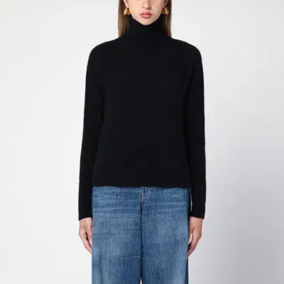 Roberto Collina Black Cashmere-blend Turtleneck Sweater