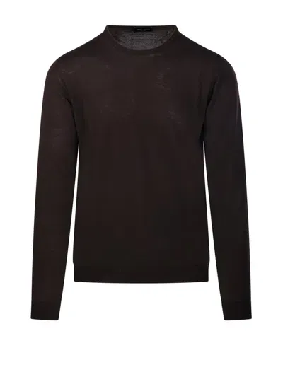 Roberto Collina Crewneck Knit Sweater In Brown