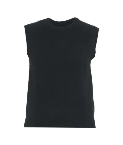 Roberto Collina Crewneck Knit Tank Top In Black