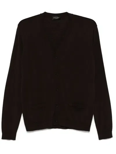 Roberto Collina Fine-knit Cardigan In Brown