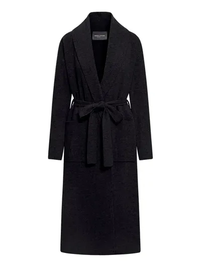 Roberto Collina Long Coat With Belt In Black