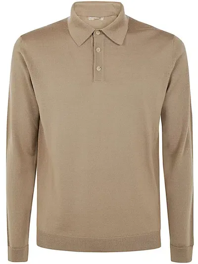 Roberto Collina Long Sleeve Polo Clothing In Brown