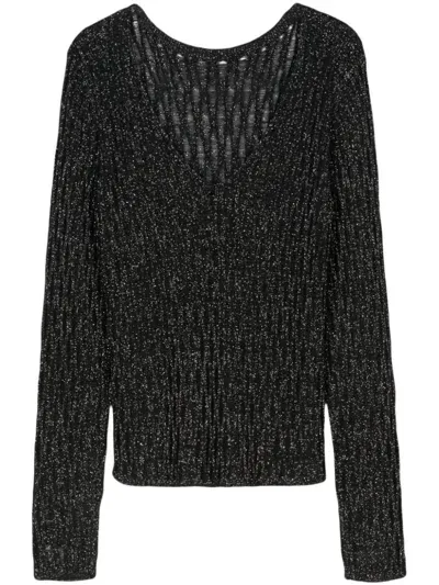 Roberto Collina Lurex Sweater In Black