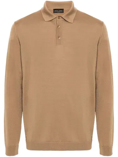 Roberto Collina Merino-wool Polo Shirt In Brown