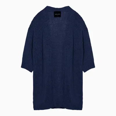 Roberto Collina Navy Cardigan In Blend Knit In Black