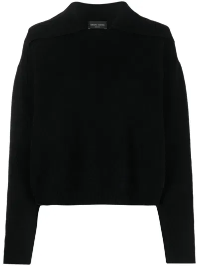 Roberto Collina Polo-collar Long-sleeve Jumper In Black