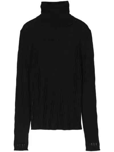 Roberto Collina Semi-sheer Sweater In Black