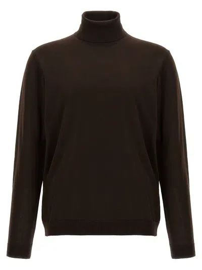 Roberto Collina Wool Turtleneck Sweater In Brown