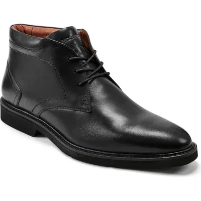 Rockport Flynn Plain Toe Derby Boot In Black Leather