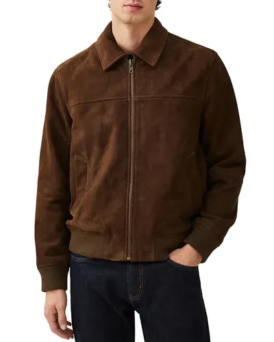 Rodd & Gunn Redvale Zip Front Suede Jacket In Cognac