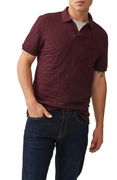 Rodd & Gunn Amberly Textured Cotton Johnny Collar Polo In Bordeaux