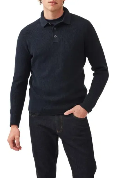 Rodd & Gunn Eastern Bush Long Sleeve Cotton Rib Polo Sweater In Navy