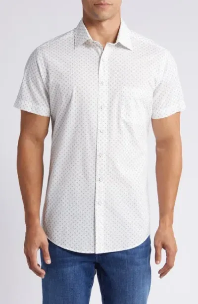 Rodd & Gunn Glenburn Sports Fit Short Sleeve Cotton Button-up Shirt In White/forest