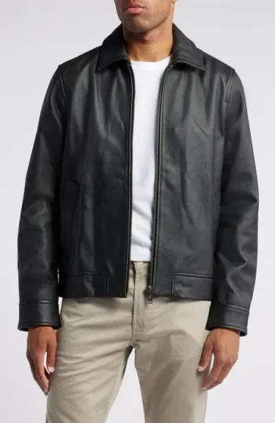 Rodd & Gunn Haymarket Zip Front Leather Jacket In Onyx