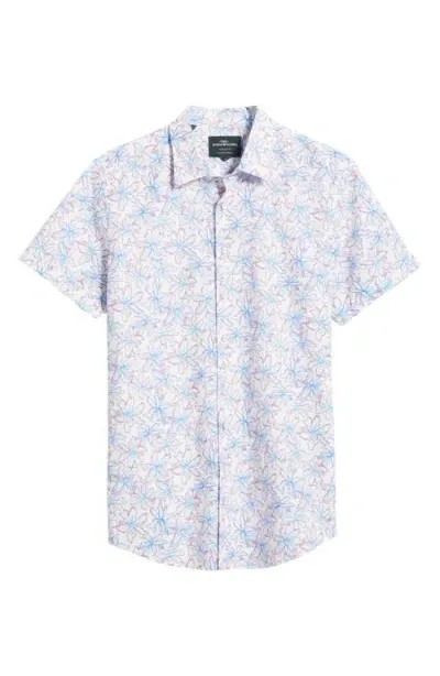 Rodd & Gunn Massey Floral Short Sleeve Cotton Button-up Shirt In Lake