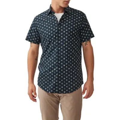 Rodd & Gunn Stockton Sports Fit Floral Short Sleeve Cotton Button-up Shirt In True Navy