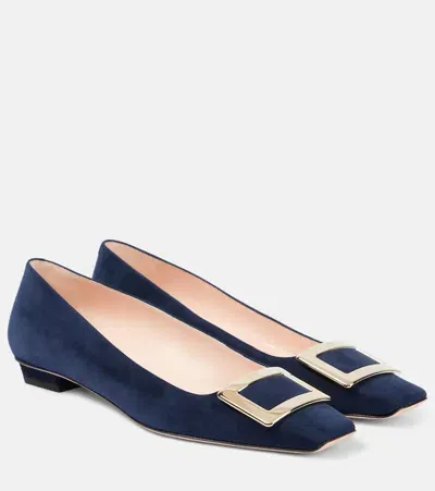 Roger Vivier Belle Vivier 25 Suede Pumps In Blue