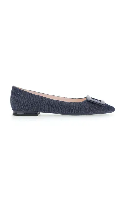 Roger Vivier Gommettine Denim Flats In Blue