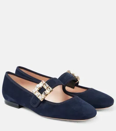 Roger Vivier Très Vivier Suede Mary Jane Flats In Blue