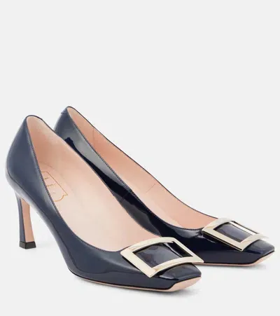 Roger Vivier Trompette Patent Leather Pumps In Blue