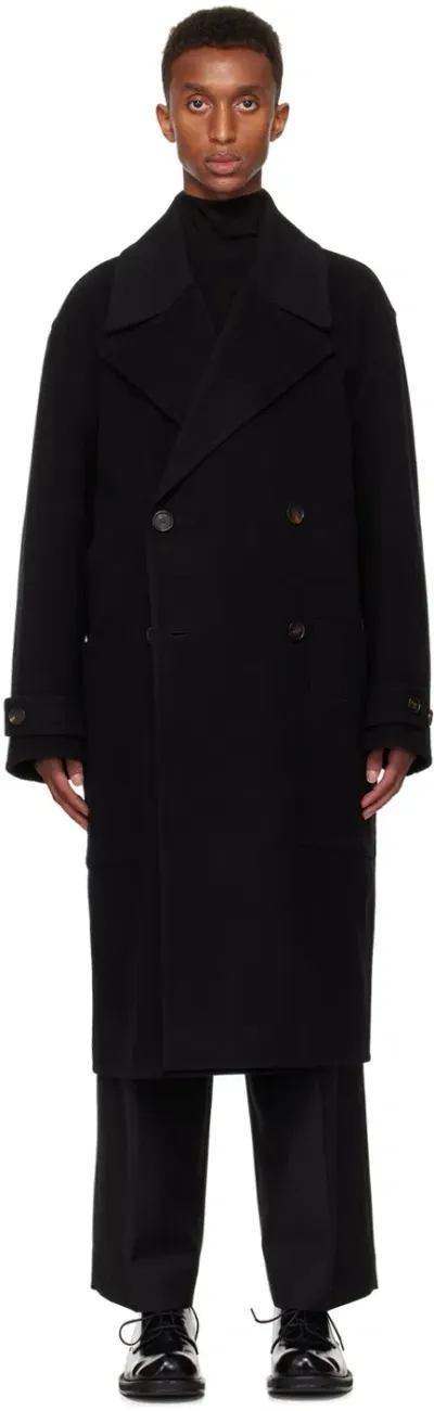 Rohe Black Double Faced Wool Trench Coat In 001 Black