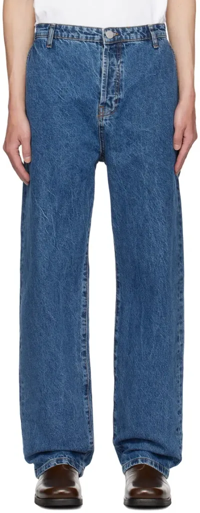 Rohe Blue Tapered Leg Jeans In 461 Indigo