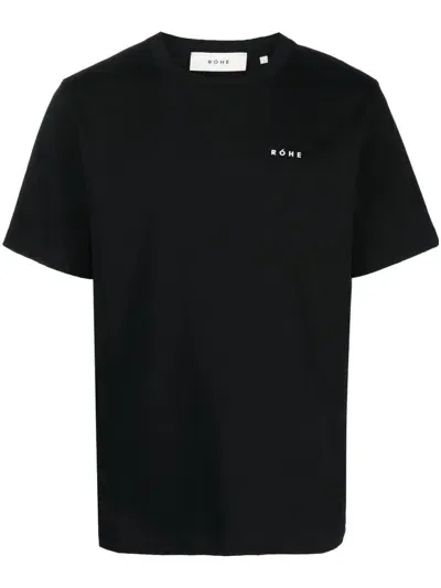 Rohe Logo-embroidered Cotton T-shirt In Black