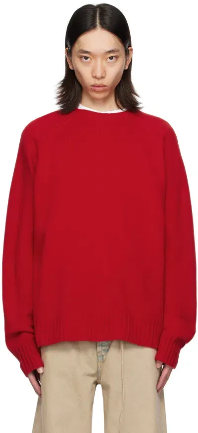 Rohe Red Raglan Sleeves Sweater In 620 Bright Red