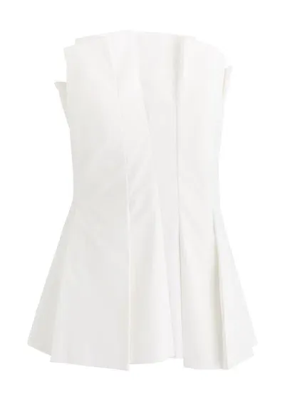 Rohe Strapless Pleated Cotton-poplin Top In White