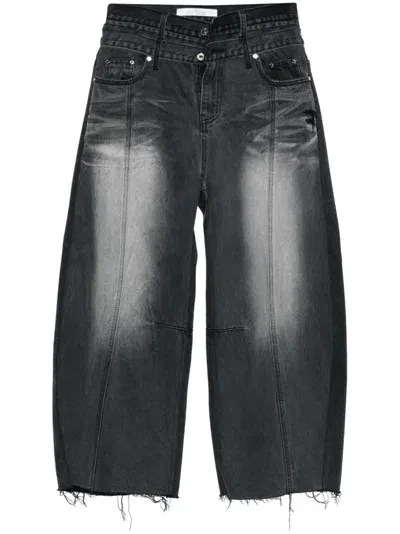 Rokh Ballon Shaped Layered Jeans In Black