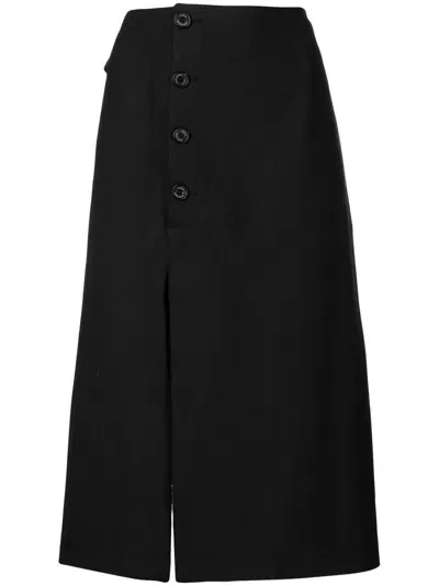 Rokh Button-detail Midi Skirt In Black