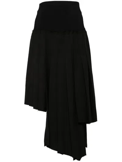 Rokh Pleated Midi Skirt In Black