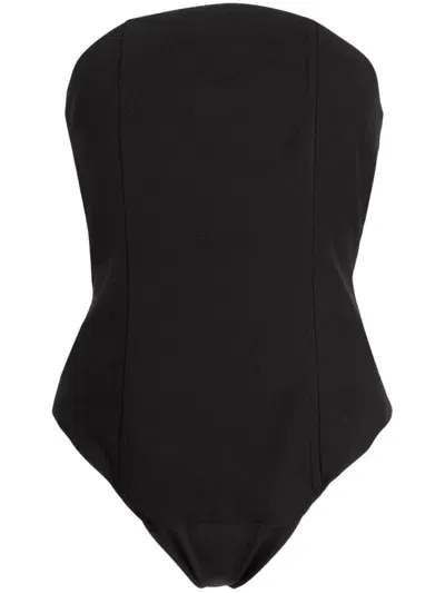 Rokh Slim-cut Panelled Bodysuit In Black