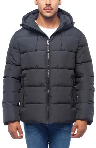 Rokka&rolla Heavyweight Thermal Heat Puffer Jacket In Black Stone