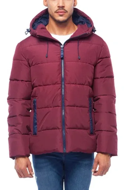 Rokka&rolla Heavyweight Thermal Heat Puffer Jacket In Burgundy