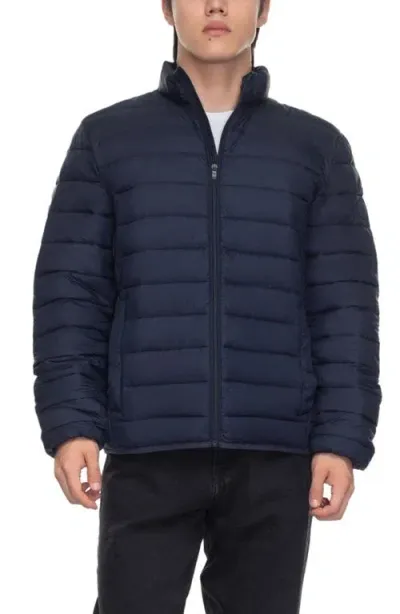 Rokka&rolla Lightweight Packable Puffer Jacket In Navy