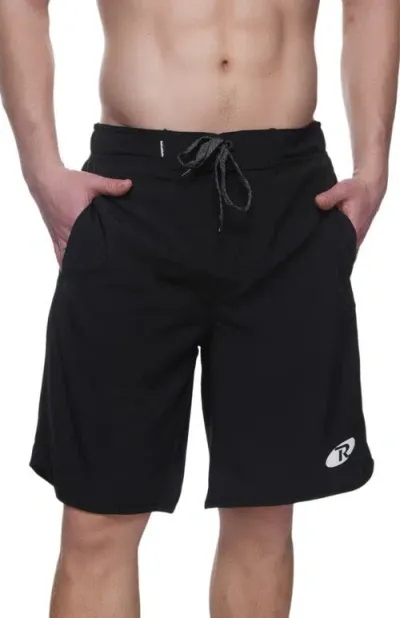 Rokka&rolla Quick-dry Stretch Swim Trunks With Adjustable Waistband In Black